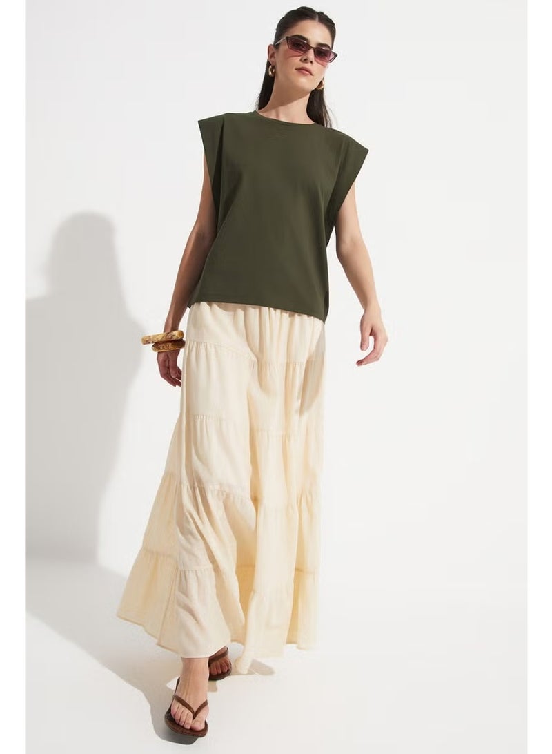 JUNE Basic Cotton Crew Neck Sleeveless T-Shirt - Image 1